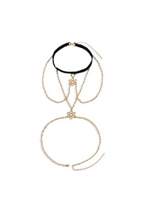 Chaîne de jambe punk avec porte-jarretelles multicouche creux cercle chaîne de cuisse élastique bijoux boîte de nuit fête pou