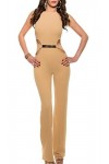 Koucla Combinaison à col sexy avec vue sexy, champagne, XL