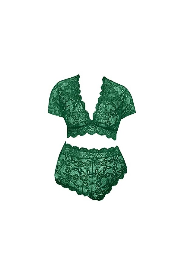 Ensemble de lingerie sexy pour femme - Soutien-gorge à lanières et culotte - Rouge - 2 pièces - Lingerie sexy pour femme, ver