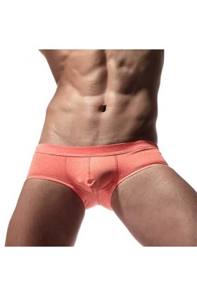 LOIJMK Sous-vêtement uni pour homme en coton, confortable, taille basse, sous-vêtements en microfibre pour homme, Orange, M