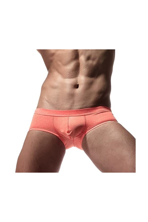 LOIJMK Sous-vêtement uni pour homme en coton, confortable, taille basse, sous-vêtements en microfibre pour homme, Orange, M