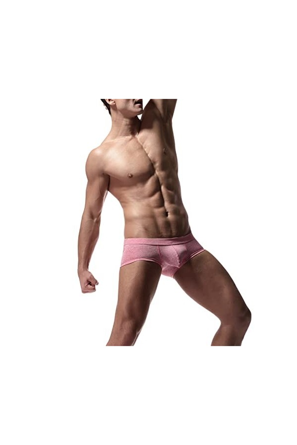 Sous-vêtement uni pour homme en coton, confortable, taille basse, rouge, M