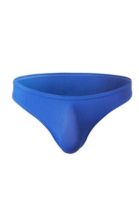 CreoQIJI Boxer décontracté pour homme sexy en nylon côtelé stretch avec taille basse, bleu, S