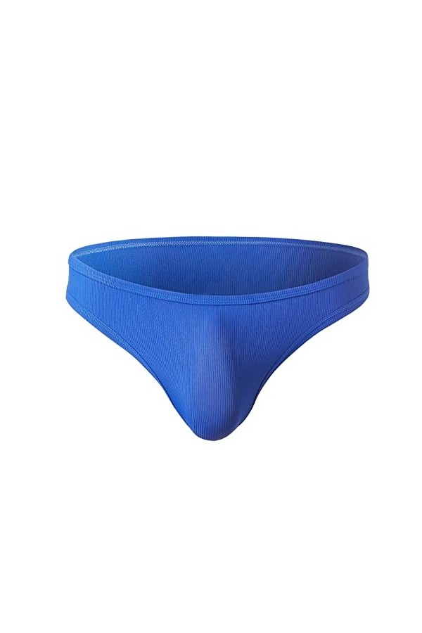 CreoQIJI Boxer décontracté pour homme sexy en nylon côtelé stretch avec taille basse, bleu, S