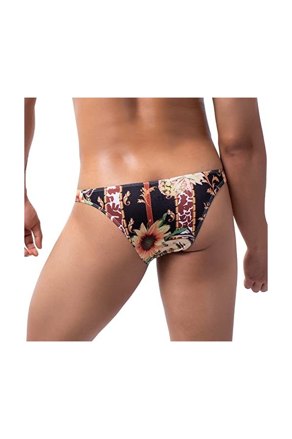 CreoQIJI Sous-vêtement tendance pour homme et femme - Motif triangle - Imprimé arc-en-ciel, Noir , XL