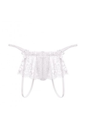 UOWEG Thong Dentelle sous-vêtements Culottes Pantalons Dames Briefs Thong Femmes Sexy Cintre Lingerie Pince White, One Size 
