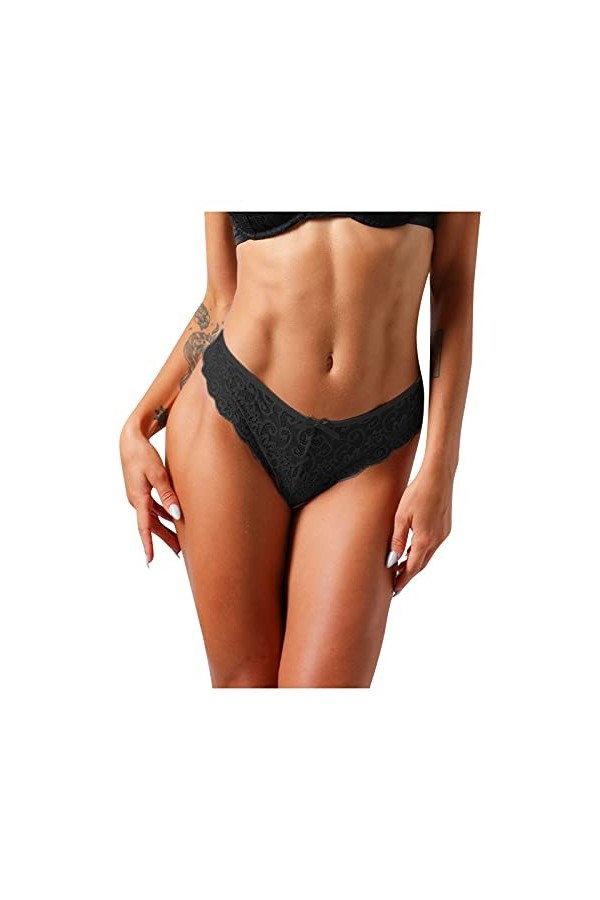 UOWEG Dentelle Creuse Culotte Lace-up Crochet sous-vêtements pour Femmes Culottes Sexy Out Dentelle Sexy Black, L 