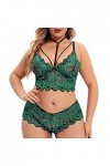 XIUH Ensemble de lingerie 2 pièces grande taille pour femme, soutien-gorge à lanières et sous-vêtements, ensemble bustier pou