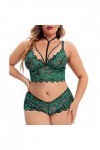 XIUH Ensemble de lingerie 2 pièces grande taille pour femme, soutien-gorge à lanières et sous-vêtements, ensemble bustier pou