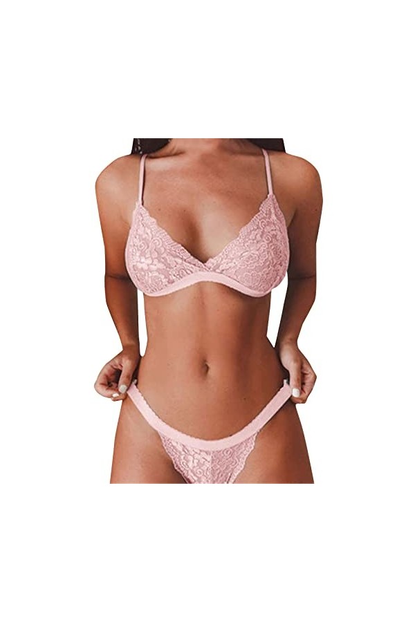 Ensemble Lingerie Femme 2 Pieces Sexy Push-Up De Dentelle sous-Vêtements De Seduction Dentelle Soutien-Gorge Body Et Culotte 