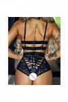 Générique Lingerie Sexy Femme Dames noires sexy dentelle transparent corset tentation hanche taille lingerie intimes Body Ble