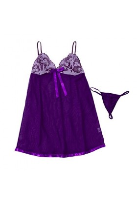 Zannycn Lingerie sexy pour femme - String sexy - Lingerie sexy pour femme, lilas, XXL
