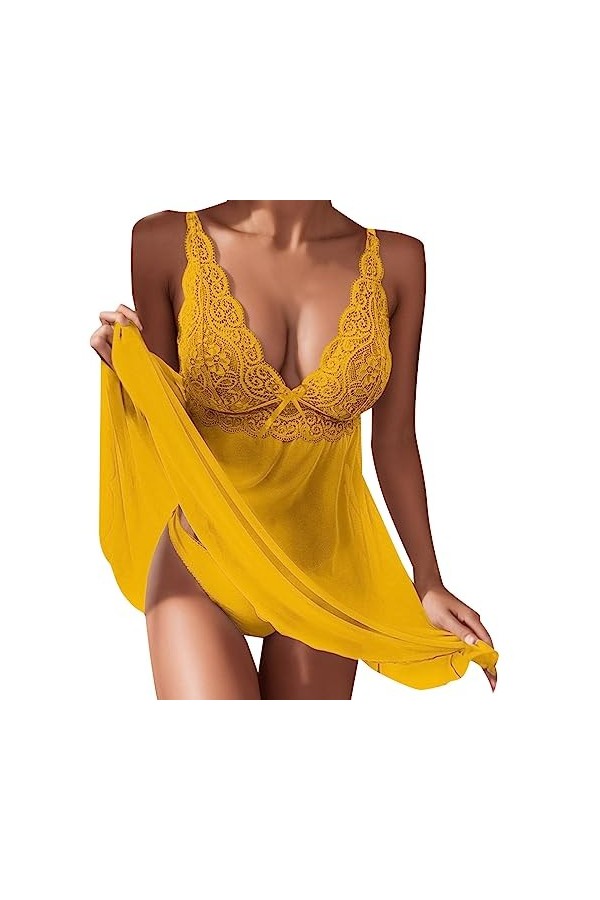 Lingerie Femme Sexy Ensemble Homme Sexy Hot y20k Pyjama sous-vêtements suspendants Dentelle Transparente Sexy Femmes Robe Lin