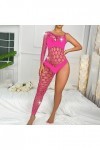 Générique Déguisement Sexy Adulte Womens Handmade Diamond Sparkling Lingerie Single Sleeve Leg Jumpsuit Mesh Body Montant H