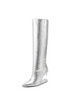 WOkismD 10CM / 3.93IN Motif de pierre pointue en forme de talons hauts Loose Straight High Boots Grande taille côté fermeture