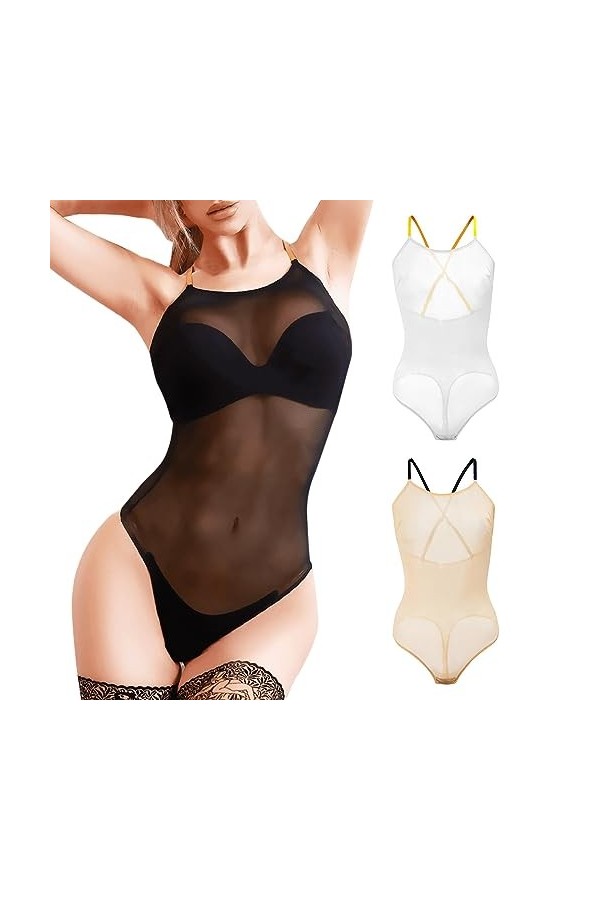 CUTeFiorino Lingerie Sexy Femme avec Collier Sexy Femme Lingerie Nuisette Sexy Sexy Bicolore Dentelle Combinaison Lingerie Po