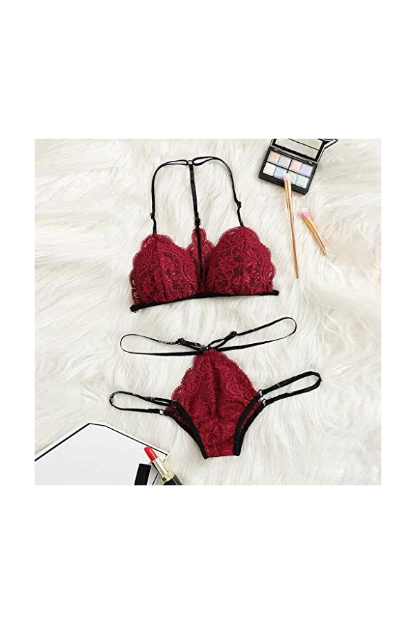 Femme Lingerie Sexy Ensemble Erotique Ensemble Soutien Gorge et String Sexy Vêtements De Nuit Dentelle sous-Vetements 2 Pièce
