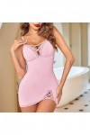 ADMAY 2023 New y22k Style Lingerie Femmes Sexy Chemise De Nuit Col en V Chemises Dentelle Vêtements De Nuit Full Slip Side Sl