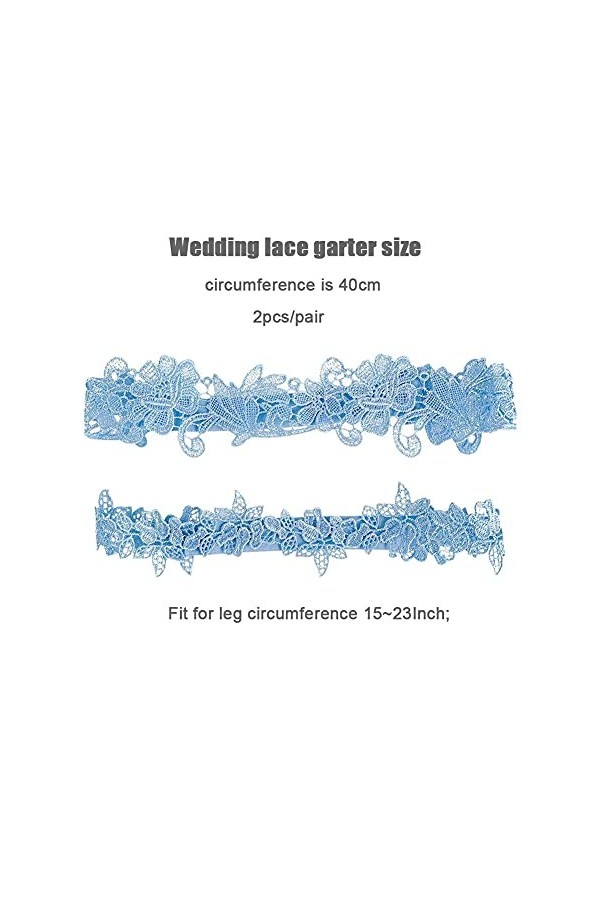 Lot de 2 jarretelles en dentelle bleue pour femme