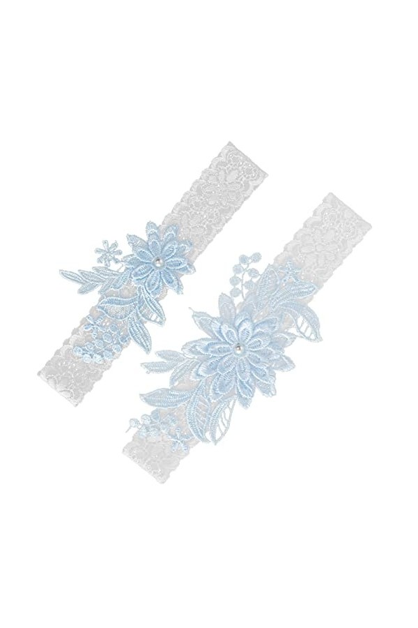 AIBAOBAO 2 Pcs Jarretière de Mariage, Élastique Jarretière de Mariage Bleu pour Les Mariées, La Mariée à Être des Cadeaux pou