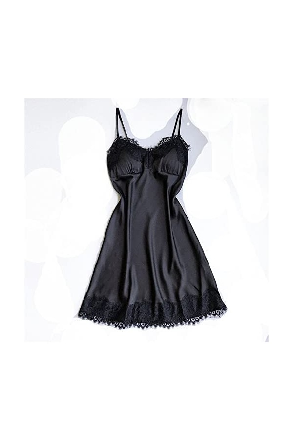 Sous-vêtements de nuit Lingerie Femme Sexy Robe en dentelle Vêtements de nuit Vêtements de nuit Allaitement Femme, Noir , XL