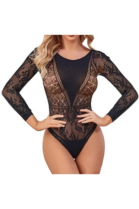 Générique Sexy Mature Lingerie Mini Robe de Couleur Noire Body Stocking Bodystocking Tenue Sexy Ouverte Coquine