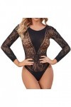 Générique Sexy Mature Lingerie Mini Robe de Couleur Noire Body Stocking Bodystocking Tenue Sexy Ouverte Coquine
