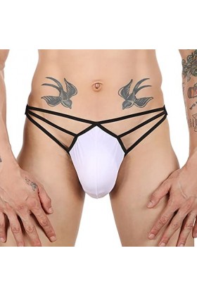 Culotte Homme Taille Basse Fesses Exposée Soie Glace Tanga Creuse Grande Poche Pantalon Amusant Mariage Homme Sous-Vêtements,