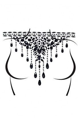 Leg Avenue-BODY016 00122 Bijou Autocollant, Women, BODY016-00122, Noir, Taille Unique