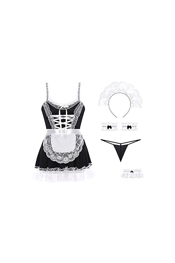 liaddkv Lolita Tenues sexy décolière pour femme - Lingerie étudiante - Jupe plissée - Robe de cosplay - Robe dHalloween - C