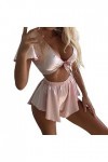 liaddkv Ensemble de lingerie sexy pour femme, Rose, L