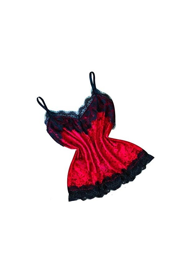 Chemises de nuit sexy pour femme - Lingerie sexy en dentelle - Pour pantalon - Col en V - Vêtement de pyjama - Sous-vêtements
