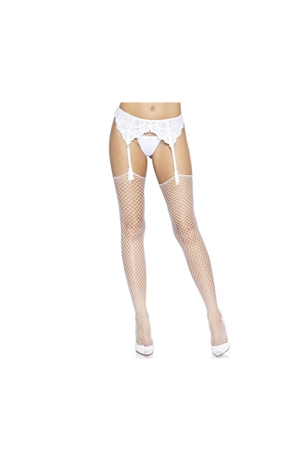 Leg Avenue Bas Filet Moyen Sans Jarretière Blanc Taille Unique