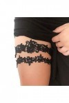 Haptian Femmes Mariage Jarretière Jambe De Mariée Couleur Unie Noir/Blanc Fleur De Dentelle Évider Brodé Stretchy Cuisse Anne