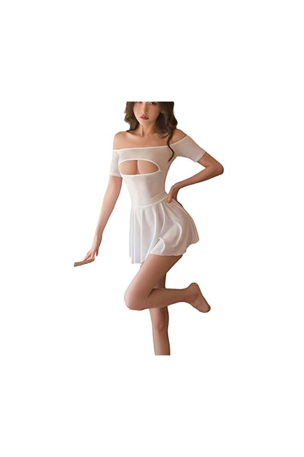 QNCLO Combinaison élastique sexy pour femme - Motif dessin animé japonais - Noir