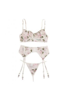 Lingerie Sexy Femme Bra Polyester Flower Broderie Femme Quotidienne Costume Sexy Coquine Hot White, M 