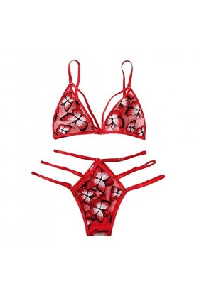 Vêtements De Nuit Femme 2 Pièce Lingerie Sexy Ensemble Dentelle Ensemble Soutien Gorge et String Erotique sous-Vetements Sexy