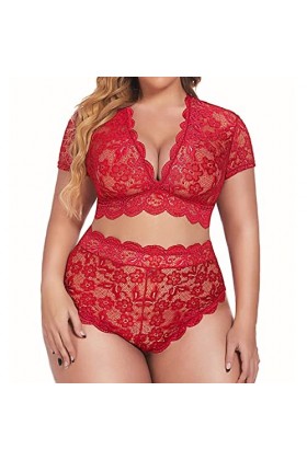 Ensemble de Lingerie Grande Taille pour Femme Sexy Halter Choker Soutien-Gorge à Bretelles et Culotte 2 pièces Ensemble de so