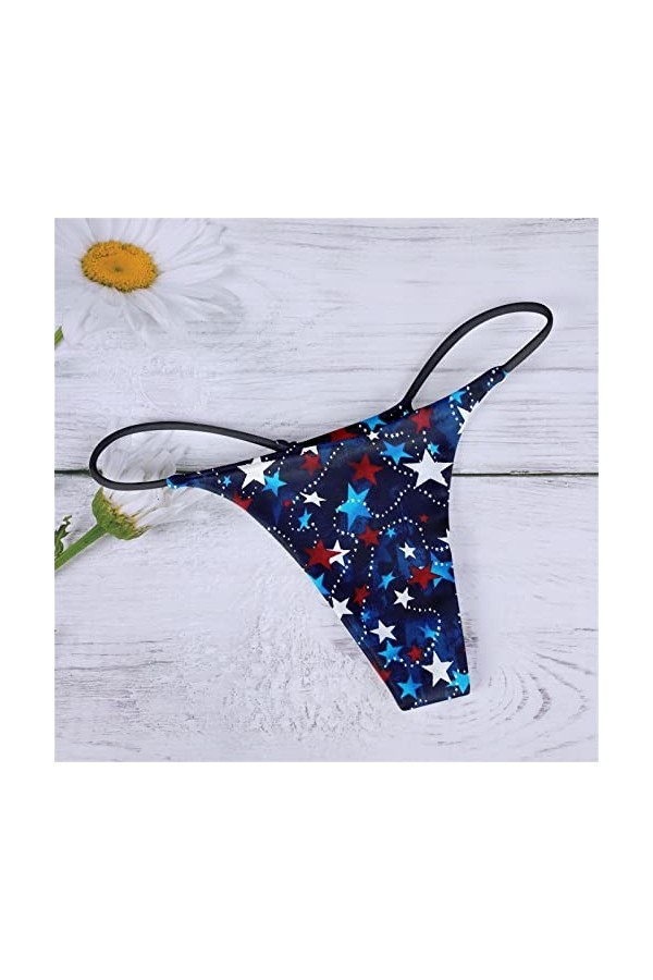 UOWEG pour Femme Confort Taille Basse Soft T Back G String Culotte Lingerie Pyjama Dark Blue, XXL 