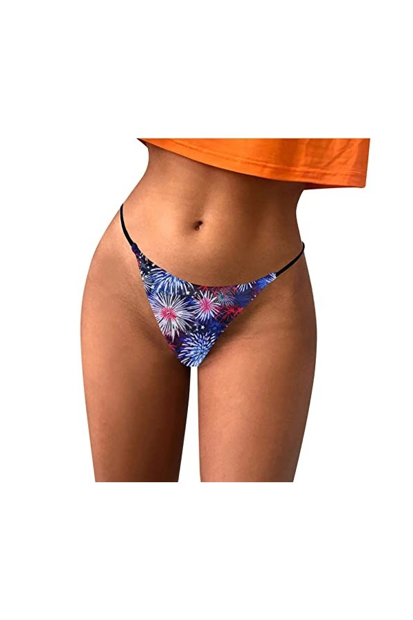 UOWEG pour Femme Confort Taille Basse Soft T Back G String Culotte Lingerie Pyjama Blue, L 
