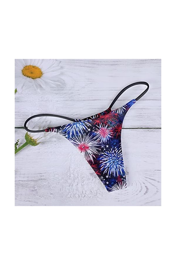 UOWEG pour Femme Confort Taille Basse Soft T Back G String Culotte Lingerie Pyjama Blue, L 