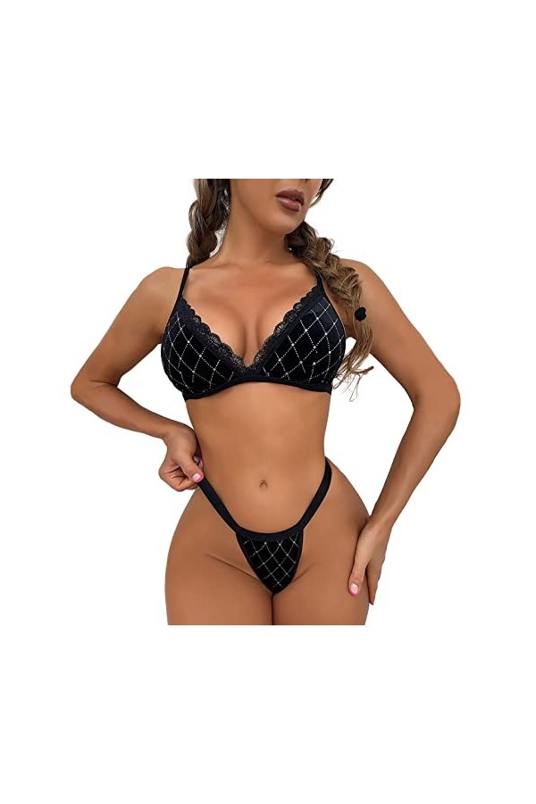 Lingerie Femme Sexy Ensemble Homme Sexy Hot y2*k Femmes Mode Impression Maille Lingerie Dentelle Lingerie Deux pièces Ensembl