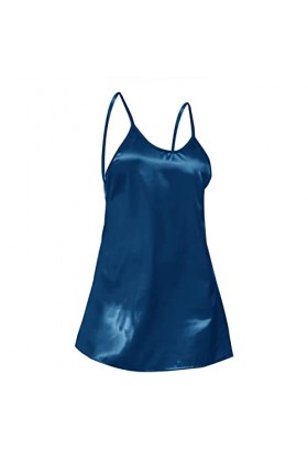 Jupe pour femme - Lingerie sexy - En satin - Pour femme, bleu, S