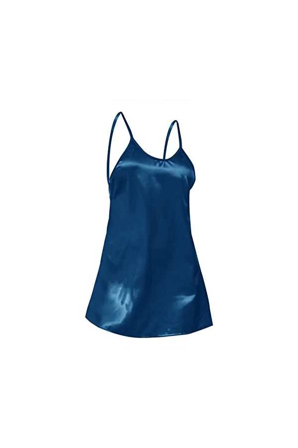Jupe pour femme - Lingerie sexy - En satin - Pour femme, bleu, S
