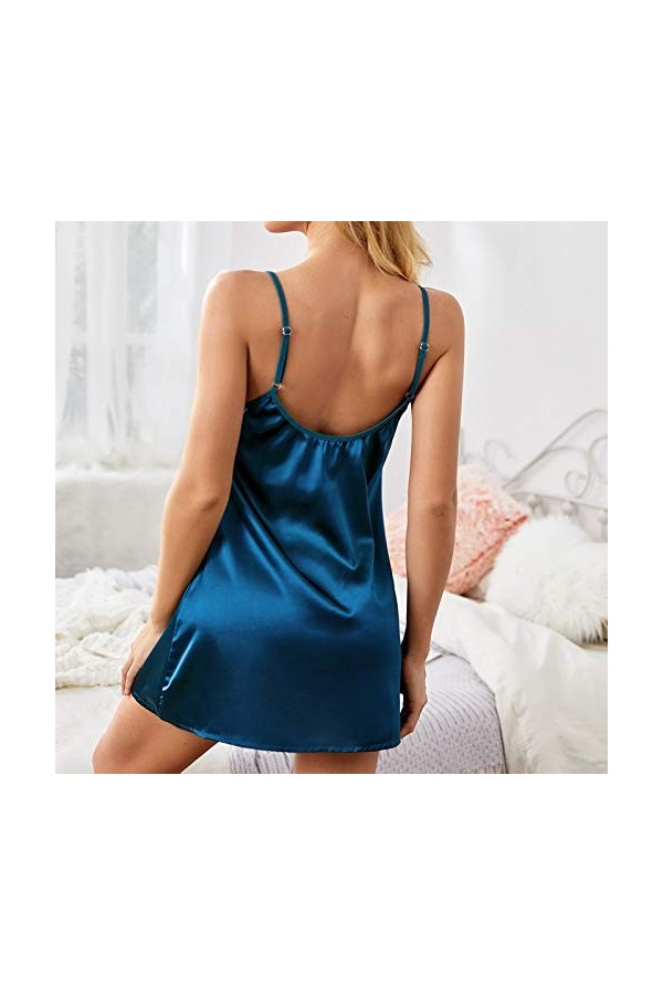 Jupe pour femme - Lingerie sexy - En satin - Pour femme, bleu, S