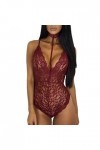 Corset grande taille femme sexy mode dentelle sous-vêtements écolière costume lingerie, rouge, L