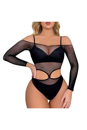 Générique Femmes Lingerie Manches Longues Body Sexy Mesh Teddy sous-Vêtements Tenue Sexy Ouverte