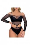 Générique Femmes Lingerie Manches Longues Body Sexy Mesh Teddy sous-Vêtements Tenue Sexy Ouverte