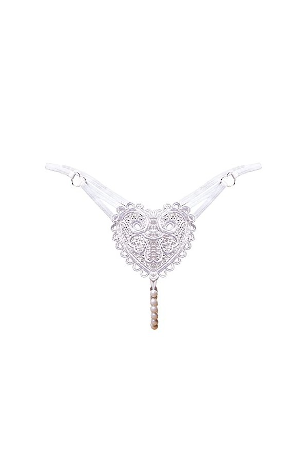 Culotte sexy pour femme - Sous-vêtements en dentelle - String - Lingerie sexy pour la Saint-Valentin, blanc, taille unique