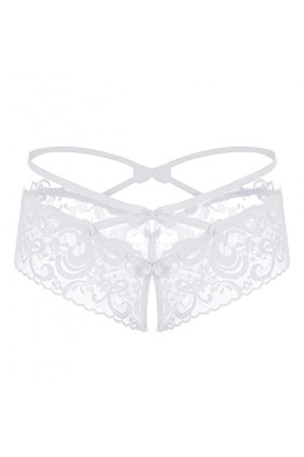 Sous-vêtements en dentelle ouverte pour femme - Lingerie transparente avec nœud à lentrejambe - Lingerie sexy baggy de nuit 